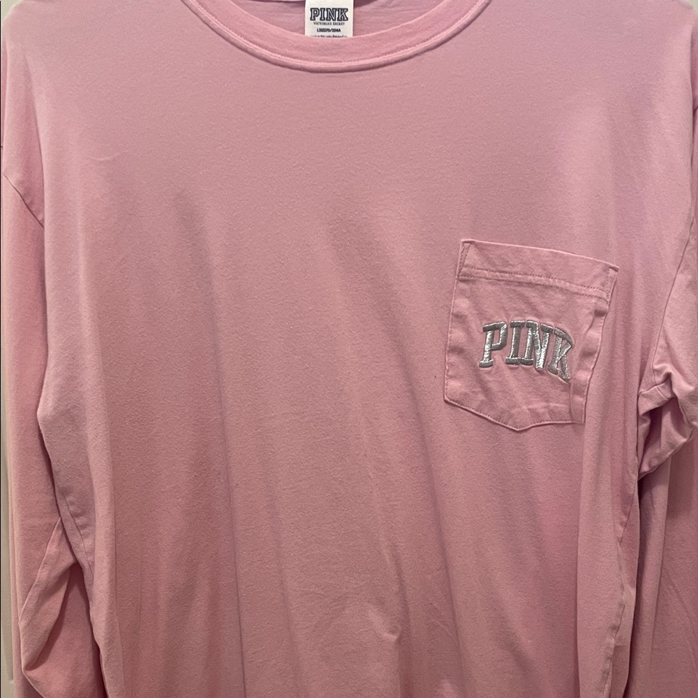 PINK Victoria's Secret Soft Pink Long-Sleeve Pocket Tee